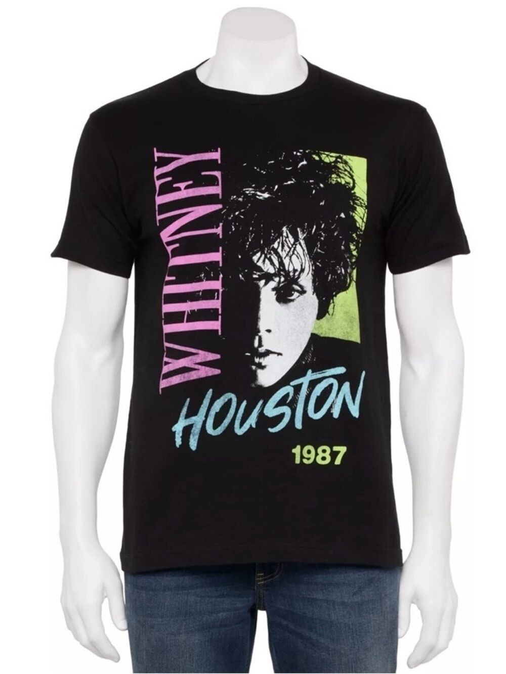 Whitney Houston Portrait 1987 Black Graphic T